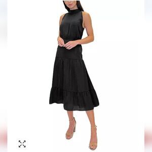 Sam Edelman Women’s High Neck Tiered Hem Sleeveless Dress Black Size 10